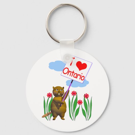 Porte-clés Le castor canadien aime l'Ontario (Recto)