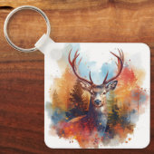 Porte-clés Le cerf dans une forêt d'automne (Recto)