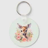 Porte-clés Le Cerf Mignonne Entouré De Merci Rose (Verso)