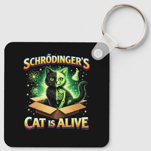 Porte-clés Le Chat Curieux de Schrödinger (Dos)