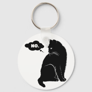 Porte-clés Le chat noir dit non - Cadeau drôle pour amateur d