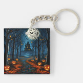 Porte-clés Le chemin de la forêt hantée- Halloween (Dos)