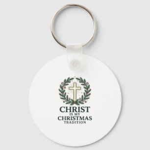 Porte-clés Le Christ est ma tradition de Noël Croix vintage D