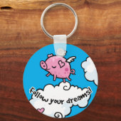Porte-clés Le cochon volant danse sur les nuages (Recto)