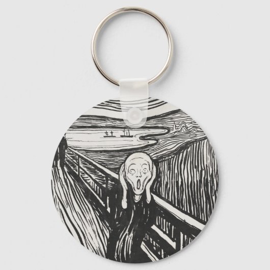 Porte-clés Le cri d'Edvard Munch noir et blanc (Recto)