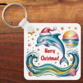 Porte-clés Le dauphin de Noël au paradis tropical (Recto)