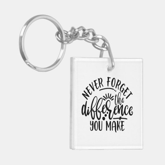 Porte-clés Le Design Enseignant N'Oublie Jamais La Différence (Devant gauche)