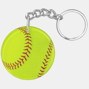 Porte-clés Le double du base-ball de filles a dégrossi autou