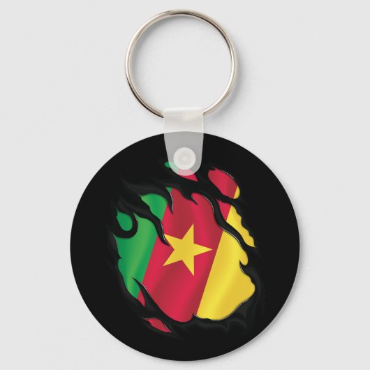 Porte-clés Le drapeau camerounais déchiré (Recto)