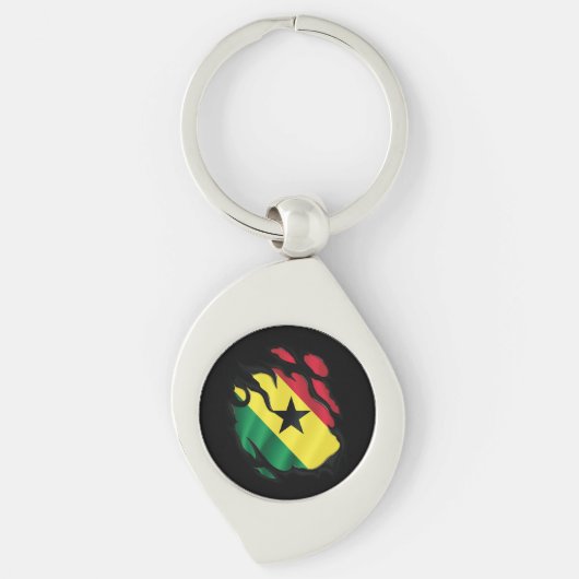 Porte-clés Le drapeau du Ghana arraché (Devant)