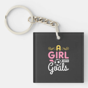 Porte-clés Le football - une fille avec des buts