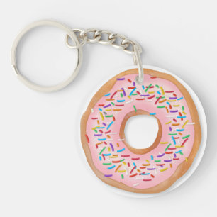 Porte-clés Le givrage rose de beignet arrose le beignet