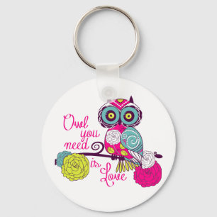 Porte-clés Le hibou que vous avez besoin est amour