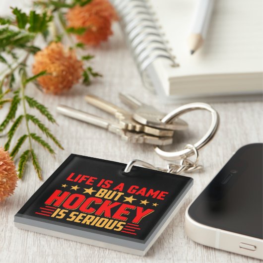 Porte-clés Le hockey est sérieux (Devant Droit)