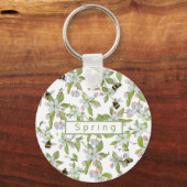 Porte-clés Le jardin de printemps fleurit et bourdons (Recto)