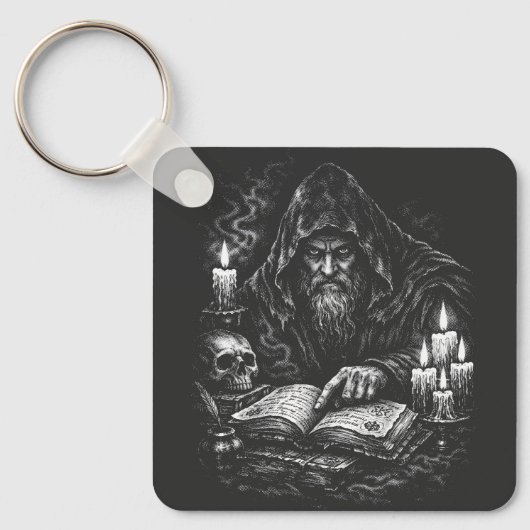 Porte-clés Le Magicien Étudiant le Grimoire — par BurnsInHell (Recto)