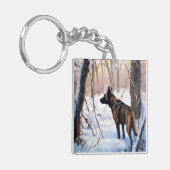 Porte-clés Le Malinois Belge Laisser Neige Noël (Devant gauche)