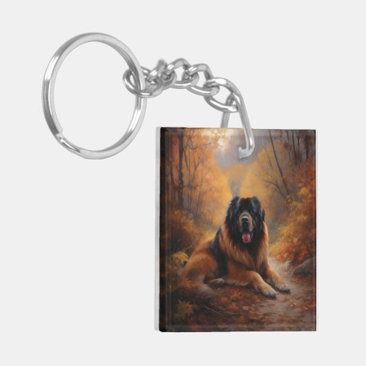 Porte-clés Le Mastiff tibétain en automne les feuilles automn (Devant gauche)