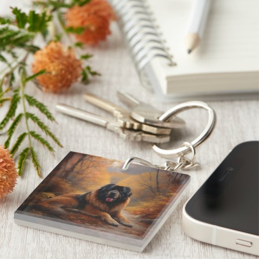 Porte-clés Le Mastiff tibétain en automne les feuilles automn (Devant Droit)