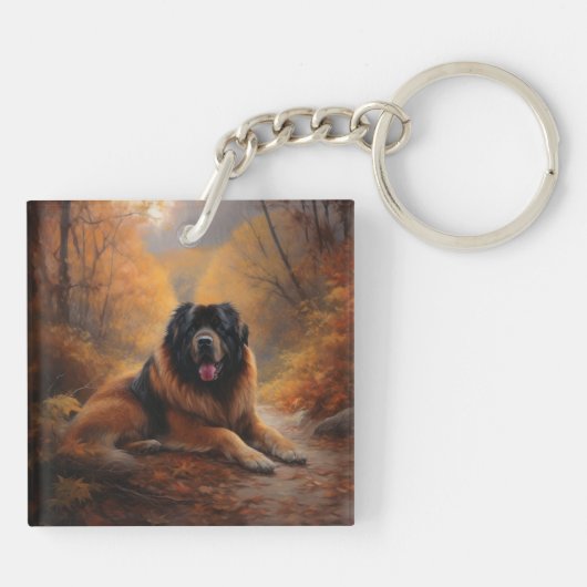 Porte-clés Le Mastiff tibétain en automne les feuilles automn (Dos)