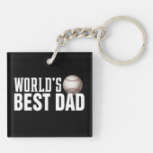 Porte-clés Le meilleur baseball de typographie papa du monde  (Dos)