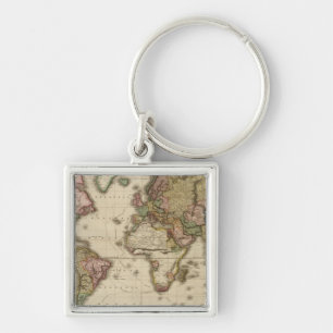 Porte-clés Le monde sur la projection de Mercator