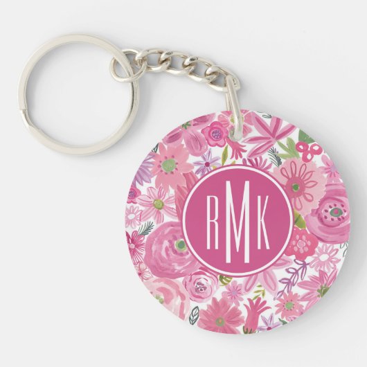Porte-clés Le monogramme | je dentelle le motif floral (Devant)