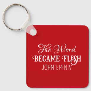 Porte-clés Le Mot Est Devenu Flesh Noël Bible Verse Rouge