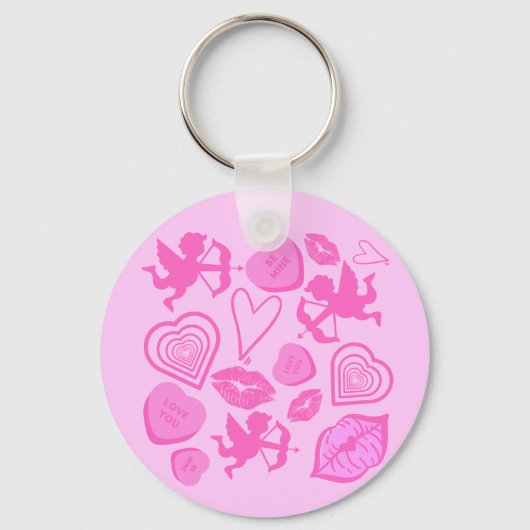 Porte-clés Le Motif de la Saint-Valentin rose (Recto)