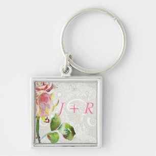 Porte-clés Le motif floral fleuri avec l'aquarelle rose s'est