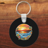 Porte-clés Le Paradis Des Vagues De Surf De Sable Au Coucher (Recto)