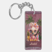 Porte-clés Le paradis rose, un flamant doux (Devant gauche)