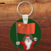 Porte-clés Le Père Noël Avec Drapeau De Chine (Recto)