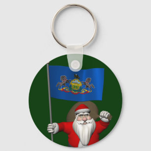 Porte-clés Le Père Noël Avec L'Ensigne De Pennsylvanie