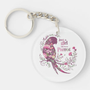 Porte-clés Le perroquet floral : Juste une fille qui aime le 