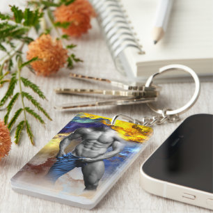 Porte-clés le physique d'homme musclé en nuances de gris de S