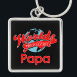 Porte-clés Le plus grand Papa du monde<br><div class="desc">Chemises, vêtements et cadeaux du meilleur Papa du monde pour reconnaître quelqu'un de spécial. Ce design est doté d'un design globe dynamique avec du texte rouge sportif. Copyright - Tous droits réservés.</div>