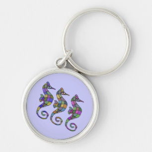 Porte-clés Le porte - clé d'argent d'arc-en-ciel d'hippocamp