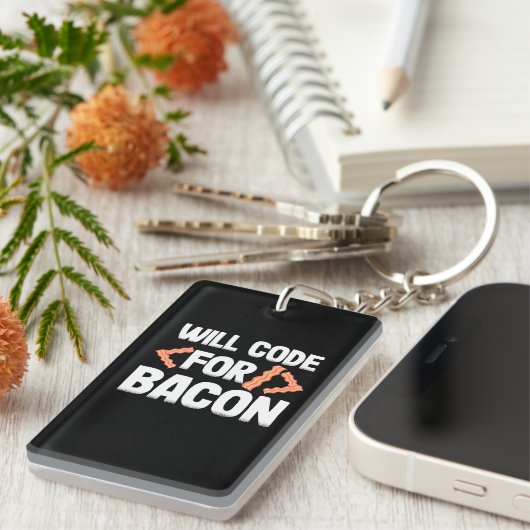 Porte-clés Le Programmeur Va Code Pour Bacon (Devant droit)