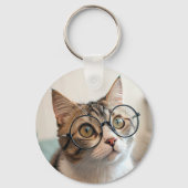Porte-clés Le Purr-fessor : Un chat érudit en lunettes (Recto)