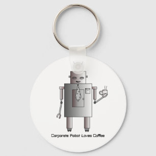 Porte-clés Le robot d'entreprise aime le café, rétro drôle