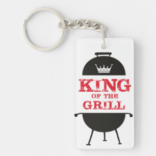 Porte-clés Le Roi Du Grill, Blanc Noir Couronne Rouge