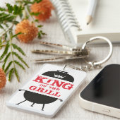 Porte-clés Le Roi Du Grill, Blanc Noir Couronne Rouge (Devant droit)