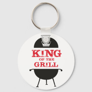 Porte-clés Le Roi Du Grill, Blanc Noir Couronne Rouge