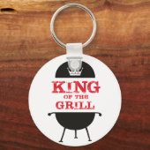 Porte-clés Le Roi Du Grill, Blanc Noir Couronne Rouge (Recto)