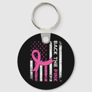 Porte-clés Le ruban rose American Drapeau Prix du cancer du s