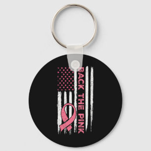 Porte-clés Le ruban rose American Drapeau Prix du cancer du s