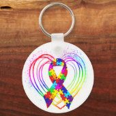 Porte-clés Le Ruban sur le coeur de l'autisme (Recto)