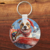 Porte-clés Le Staffordshire américain à Noël doré (Verso)