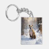 Porte-clés Le Staffordshire Américain Laisser Neige Noël (Devant gauche)